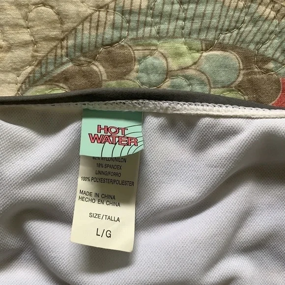 Hot Water Bikini Bottoms, Gray & White striped with Neon Yellow sides, Sz L - Picture 4 of 5